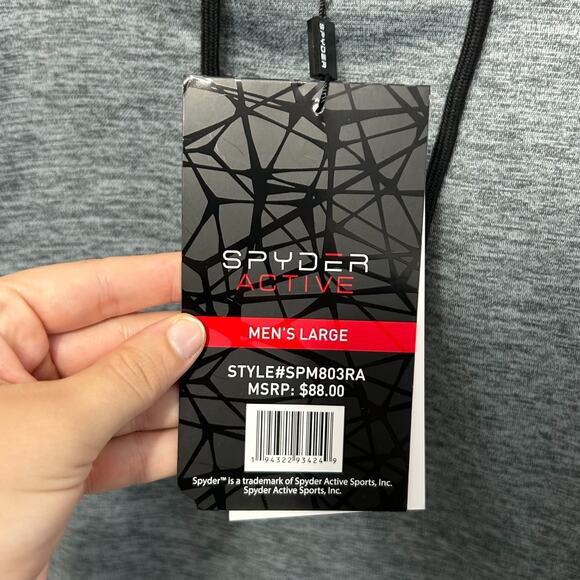 Spyder Active ProWeb Pullover Hoodie NWT Men's Sz L Gray Sweatshirt Athleisure - Picture 5 of 9